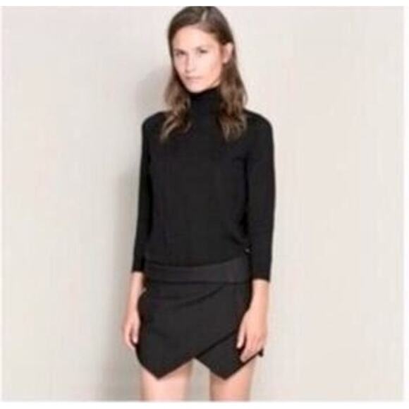Zara Symmetrical Formal Envelope City Skort Pockets Back Zipper S Black #2954 - Picture 1 of 13